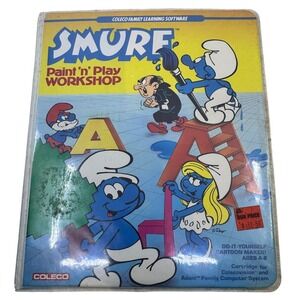 Coleco Smurf Paint n Play Workshop ColecoVision Adam Game Cartridge Manual Case